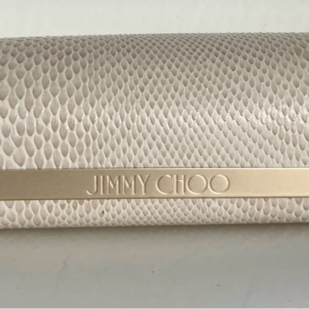 Jimmy Choo Faux White Snake Skin Case for Glasses or Sunglasses Magnetic Close